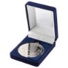Picture of Blue Velvet Box And 50mm Medal Motor Sport Trophy Silver - 3.5in