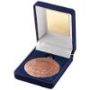 Picture of Blue Velvet Box And 50mm Medal Motor Sport Trophy Bronze - 3.5in