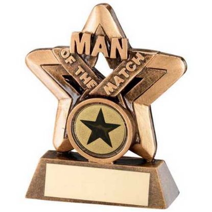 Picture of Brz~gold Man Of The Match Mini Star With Plate (1in Centre)