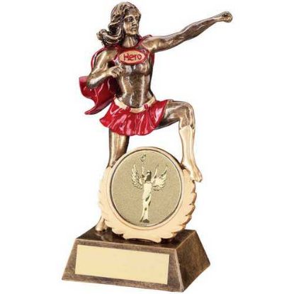Picture of Brz~gold~red Generic Female Hero With Plate (2in Centre)