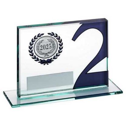 Picture of Jade Glass Plaque With Number And Plate (1in Centre) Silver 2nd