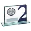 Picture of Jade Glass Plaque With Number And Plate (1in Centre) Silver 2nd - 3.25 X 4in
