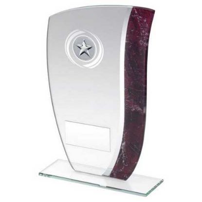 Picture of Jade Glass With Claret~silver Marble Detail With Plate (1in Centre)