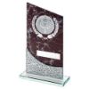 Picture of Brown Marble Printed Glass Plaque With Silv Detail With Plate (2in Cen) - 8.25"