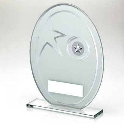 Picture of White~silver Printed Glass Oval And Wreath Design With Plate (1in Cen)