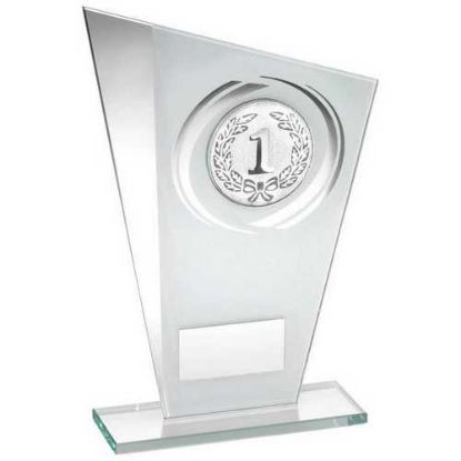 Picture of White~silver Printed Glass Plaque With Wreath With Plate