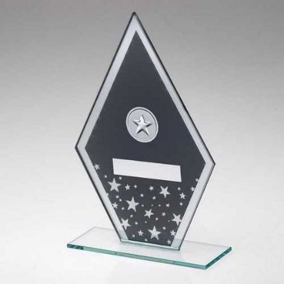 Picture of Grey~silver Printed Glass Diamond With Silver Stars And Plate