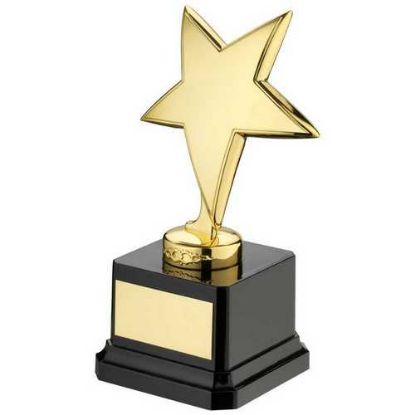 Picture of Gold Metal Star On Black Plastic Base Assembled Trophy