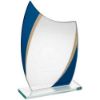 Picture of Jade Glass Curved Plaque With Blue|gold Highlights (4mm Thick) - 6.75in