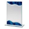 Picture of Jade Glass Rectangle Plaque With Silver|blue Marble Detail (4mm Thick) - 6.5in
