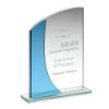 Picture of Jade|blue Glass Rectangle Plaque With Curved Top (4mm Thick) - 5.25in