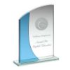 Picture of Jade|blue Glass Rectangle Plaque With Curved Top (4mm Thick) - 5.25in