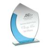 Picture of Jade|blue Glass Oval Plaque With Angled Top - (4mm Thick) 5.5in