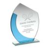 Picture of Jade|blue Glass Oval Plaque With Angled Top - (4mm Thick) 5.5in