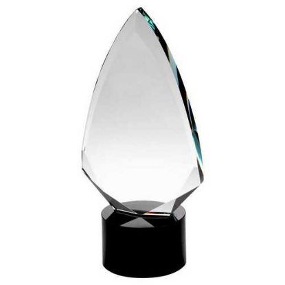 Picture of Clear Glass Arrowhead (20mm Thick) On Round Black Base