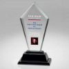 Picture of Clear Glass Tall Arrow Plaque On Black Base  (12mm Thick) - 14in