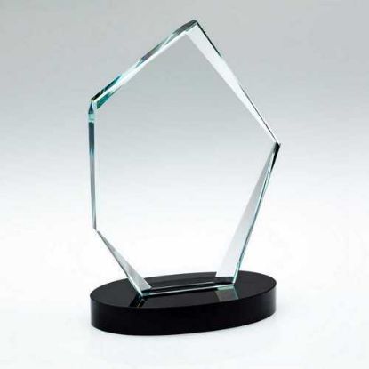 Picture of Clear Glass Offset Diamond Plaque On Black Base (15mm Thick)