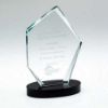 Picture of Clear Glass Offset Diamond Plaque On Black Base (15mm Thick) - 8.5in