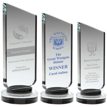 Picture of Clear Glass Plaque With Black Neck And Round Base