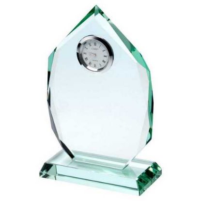 Picture of Jade Glass Diamond Plaque With Clock (15mm Thick)