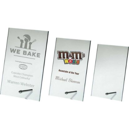 Picture of Jade Glass Rectangle Plaque With Metal Stand (4mm Thick)