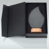 Picture of Clear Glass Flame On Light Wood Base (10mm Thick) - 7.5in