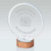 Picture of Clear Glass Circle On Light Wood Base (10mm Thick) - 7.25in