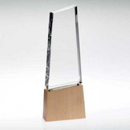 Picture of Clear Glass Block On Light Wood Base With Colour Flash (32mm Thick)