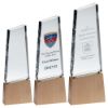 Picture of Clear Glass Block On Light Wood Base With Colour Flash (32mm Thick) - 10.25in