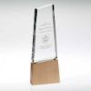 Picture of Clear Glass Block On Light Wood Base With Colour Flash (32mm Thick) - 10.25in
