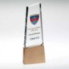 Picture of Clear Glass Block On Light Wood Base With Colour Flash (32mm Thick) - 10.25in