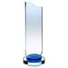 Picture of Clear Glass Plaque With Blue Collar On Round Base - 9.75in
