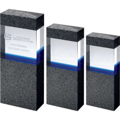 Picture of Clear~blue Glass Within Grey Marble Column    (35mm Thick X 80mm Wide)