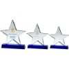 Picture of Clear Glass Star Plaque On Blue Base (19mm Thick) - 7.25in