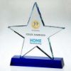 Picture of Clear Glass Star Plaque On Blue Base (19mm Thick) - 7.25in