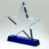 Picture of Clear Glass Star Plaque On Blue Base (19mm Thick) - 7.25in