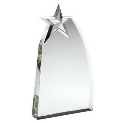 Picture of Clear Glass Wedge With Detailed Metal Star