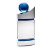 Picture of Clear|blue Domed Glass Plaque With Blue Globe - 8.25in