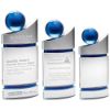 Picture of Clear|blue Domed Glass Plaque With Blue Globe - 8.25in
