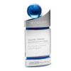 Picture of Clear|blue Domed Glass Plaque With Blue Globe - 8.25in