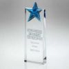 Picture of Clear Glass Wedge With Blue Glass Star - 8in