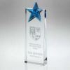 Picture of Clear Glass Wedge With Blue Glass Star - 8in