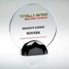 Picture of Clear Glass Round Plaque (10mm Thick) In Gun Metal Base - 6.5in