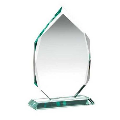 Picture of Jade Glass Diamond Plaque On Base (15mm Thick) - 6.5in