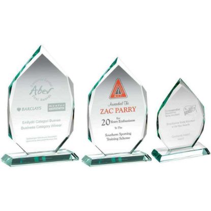 Picture of Jade Glass Diamond Plaque On Base (15mm Thick) - 6.5in