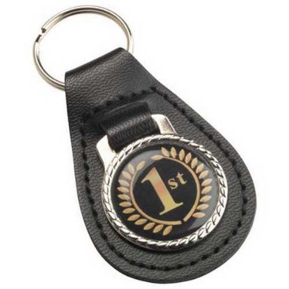 Picture of Black Pu Leather Key Fob (1in Centre)