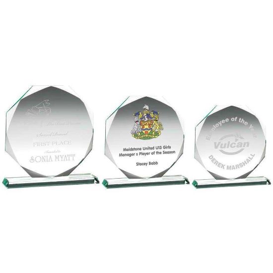 Trophy Distributors - Jade Glass Octagon (10mm Thick) - 8.75in