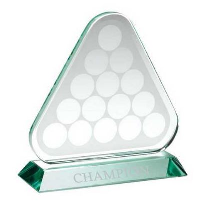 Picture of Jade Glass Triangle Plaque With Pool~snooker Balls (10mm Thick)