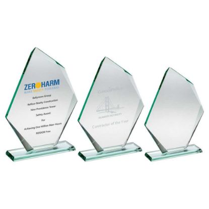 Picture of Jade Glass Offset Diamond Plaque (10mm Thick) - 7.75in