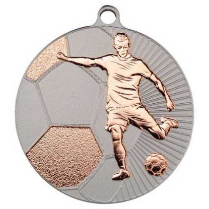 Picture of Large Football Two Colour Medal Matt Silver~bronze